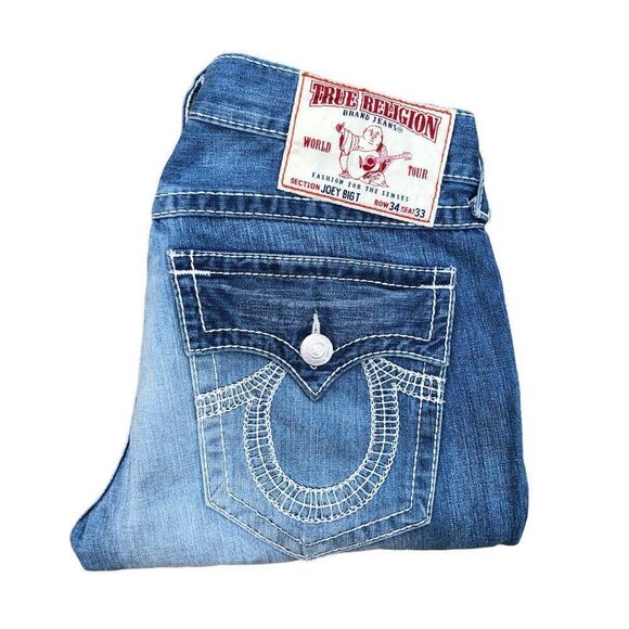 True Religion Jeans Size 34 JOEY BIG T Blue - Picture 1 of 8